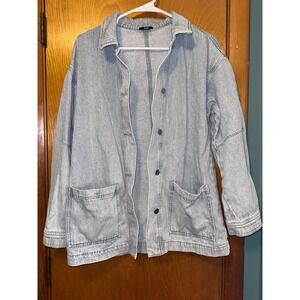 Denim Chore Jacket Shacket Womens Lightweight Size Medium